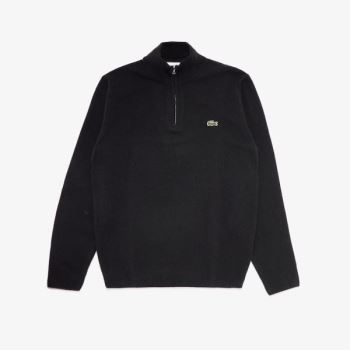 Lacoste Half Zip Collared Sweater - Svetr Pánské Černé | CZ-tUvqyW